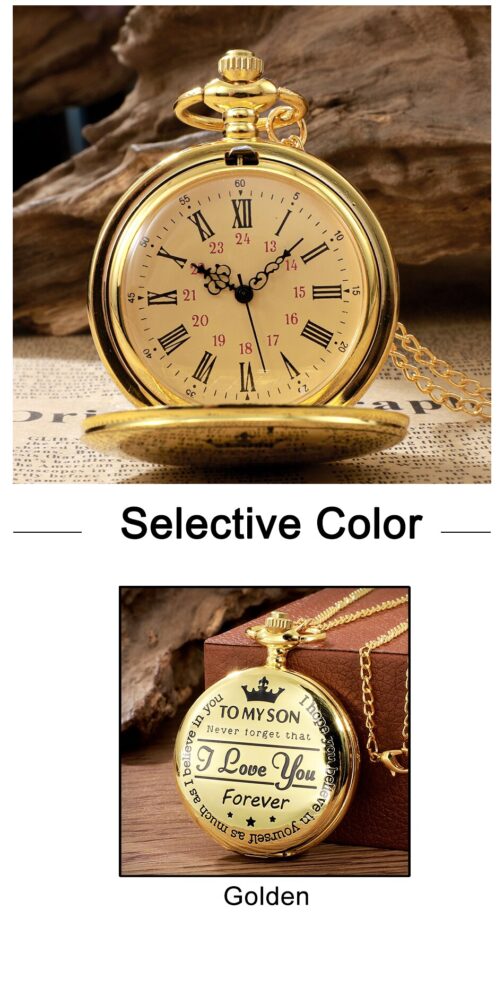 Antique Steampunk Vintage Roman Numerals Quartz Pocket Watch Gold Case Necklace Pendant Clock Chain Mens Women - Image 5