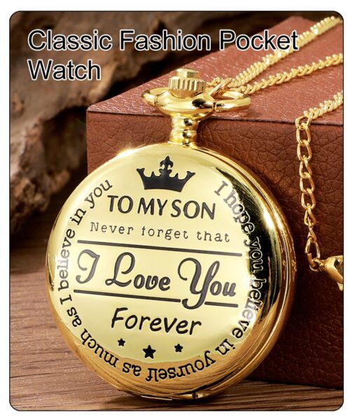 Antique Steampunk Vintage Roman Numerals Quartz Pocket Watch Gold Case Necklace Pendant Clock Chain Mens Women
