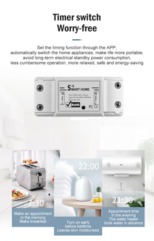 7-24V WiFi Wireless Mobile APP Remote Control Smart Socket Power Switch 10A - Image 2