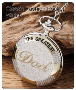Vintage Silver Golden Luxury THE GREATEST DAD Quartz Pocket Watch Fob Chain Necklace Mens Fathers Gifts Clock Relogio De Bolso