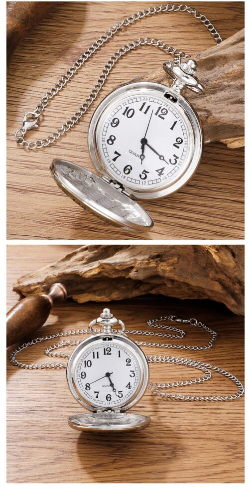 Vintage Silver Golden Luxury THE GREATEST DAD Quartz Pocket Watch Fob Chain Necklace Mens Fathers Gifts Clock Relogio De Bolso - Image 6