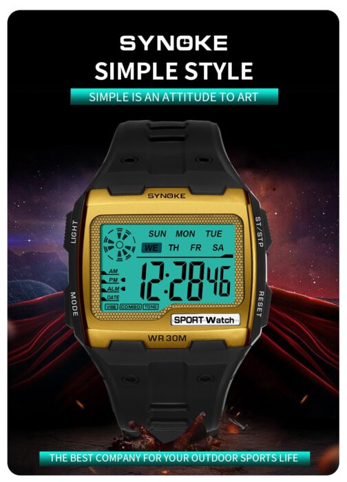 Big Numbers Easy to Read 3ATM Water Resistant Men Digital Watch Outdoor Sport - Image 4
