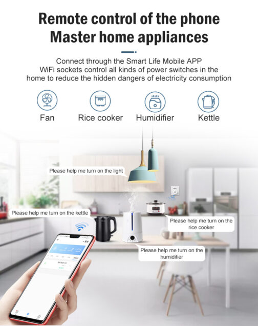 7-24V WiFi Wireless Mobile APP Remote Control Smart Socket Power Switch 10A - Image 5